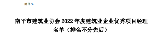 易顺建工集团有限公司多位员工荣获南平市建筑业协会2022年度优秀奖项